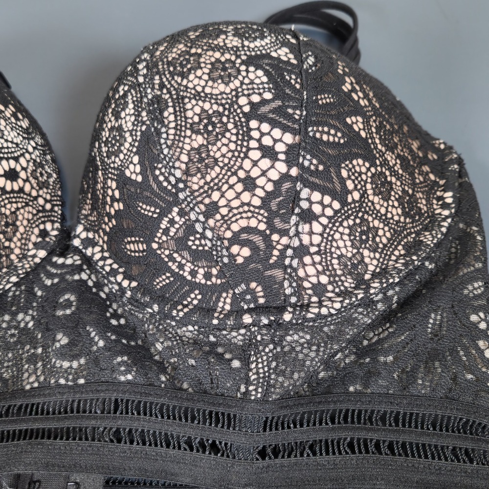 Victoria's Secret Very Sexy Multi-Way Longline Bra Black Lace 36DD 377599-DWY